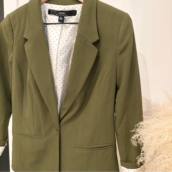 Kensie Crepe Green Women's Blazer Suit Jacket Medium - Picture 2 of 7